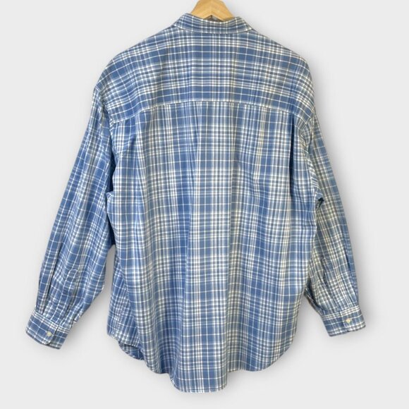 Vintage Y2K Abercrombie Fitch Shirt Mens XL Relaxed Blue Plaid The Angler Grunge - Picture 2 of 6